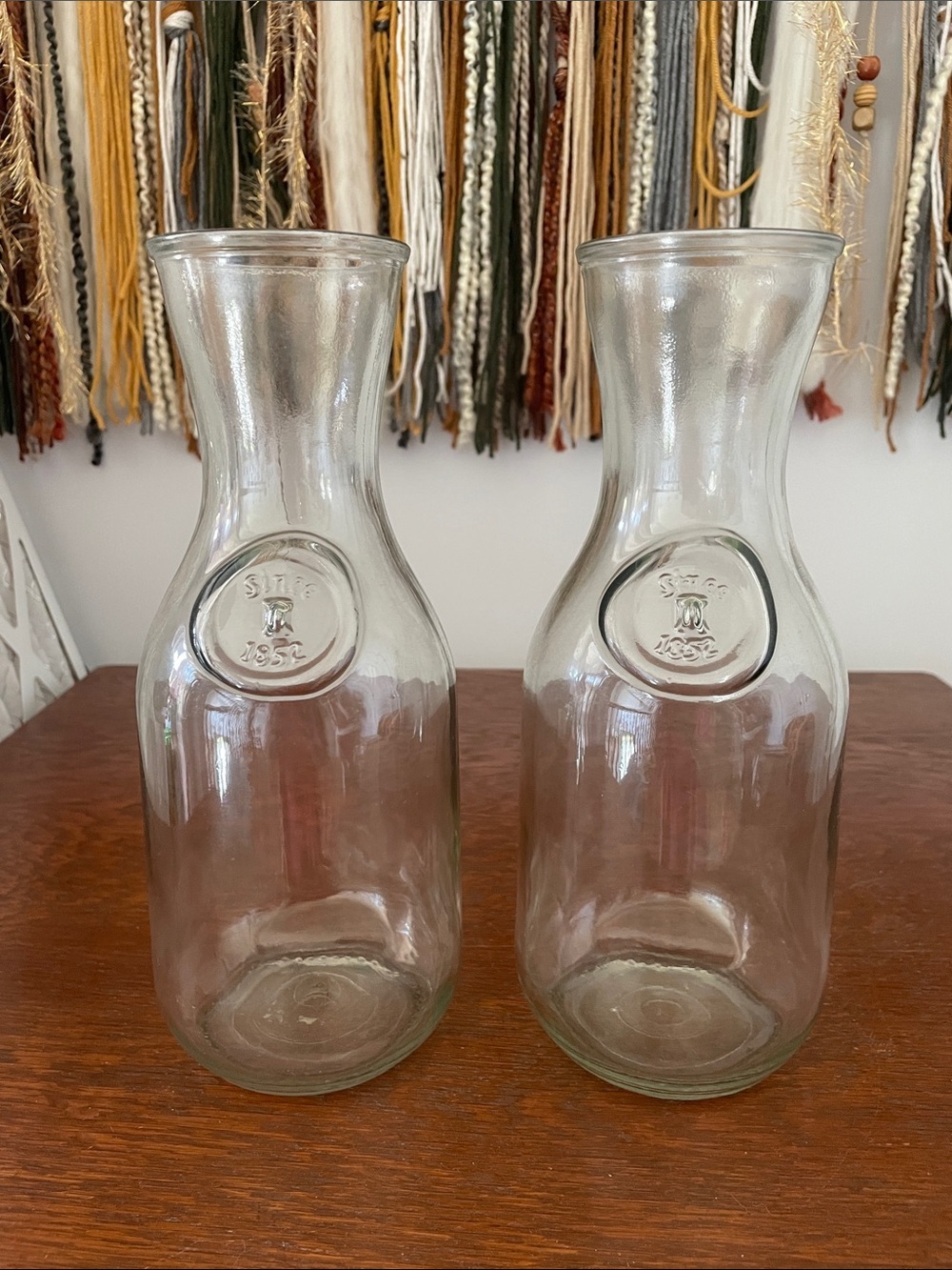 Clear Glass Carafe bottles - Set of 2